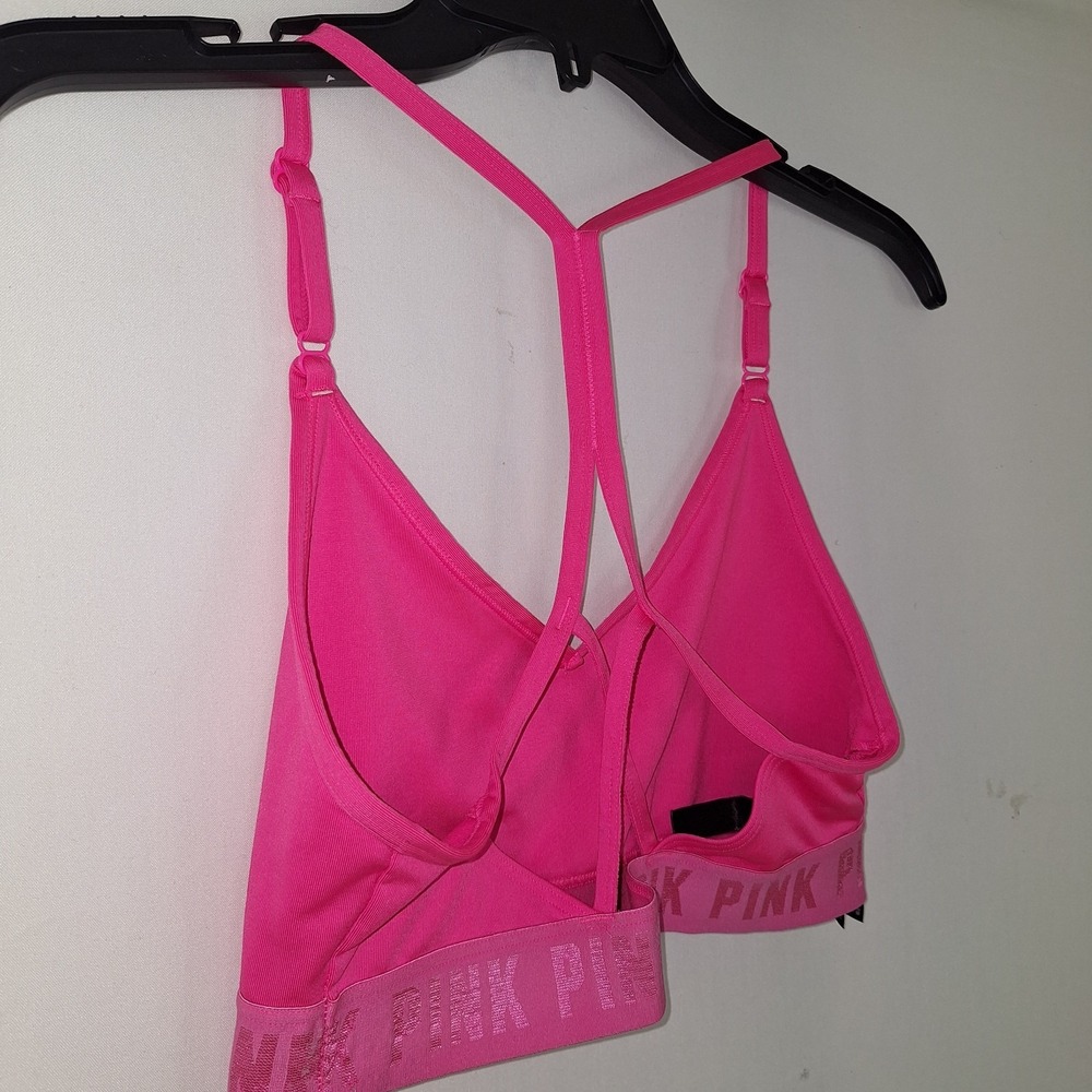 Victoria's Secret PINK Seamless Ribbed Sports Bra Bralette Hot Pink Size M - Picture 5 of 16